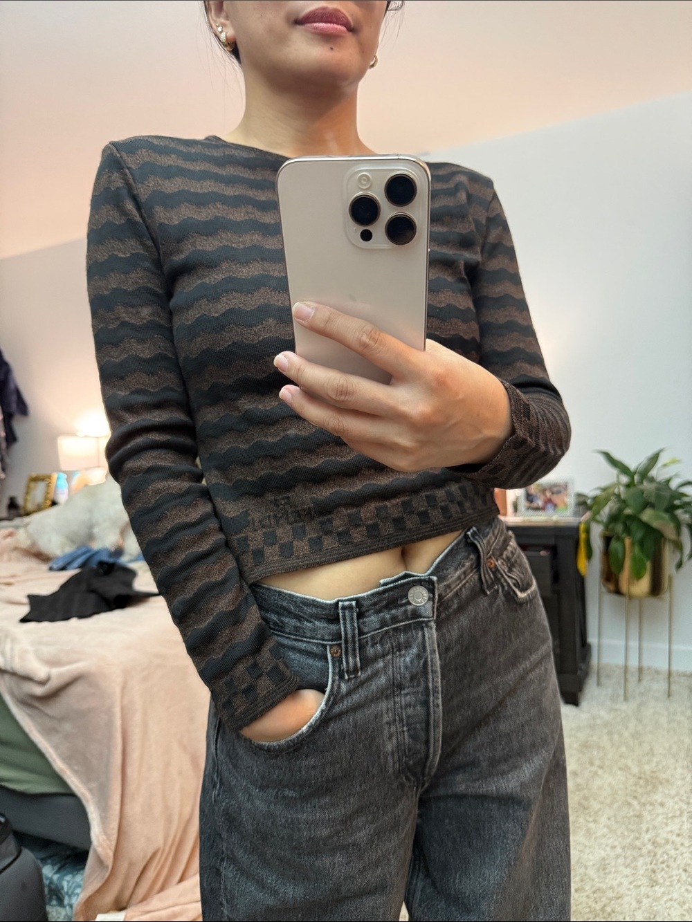 Fendi Black and Brown Patterned Top
